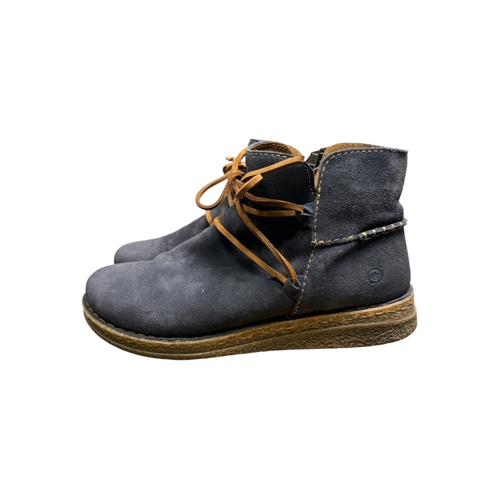 Born Kerri Navy Blue Suede Leather Lace Up Ankle Boots Womens 10 BR0027634